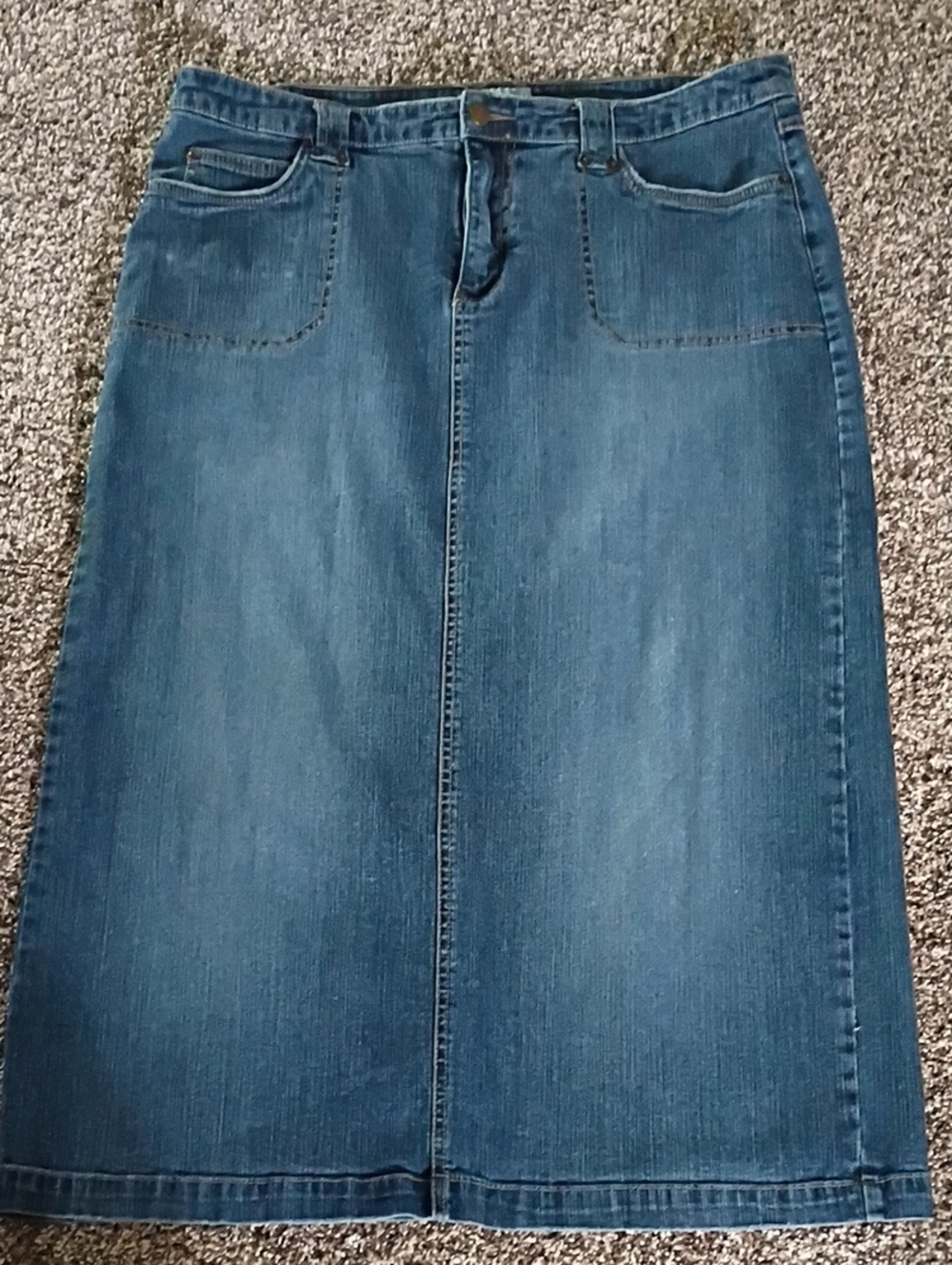 Kim Rogers Blue Denim Straight Midi Skirt